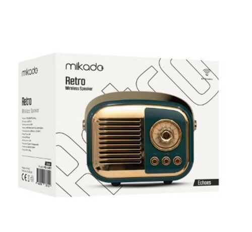 Mikado MD-24BT Echoes 3W 800mAh Yeşil Usb+TF Kart+Bluetooth Destekli Klasik Retro Müzik Kutusu - MİKADO