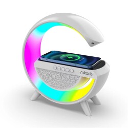 Mikado MD-G111 Beyaz 10W 1800mAh BT-TF-USB-15W Wireless Şarj RGB Işıklı Speaker - 1