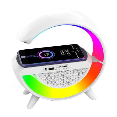 Mikado MD-G111 Beyaz 10W 1800mAh BT-TF-USB-15W Wireless Şarj RGB Işıklı Speaker - MİKADO (1)