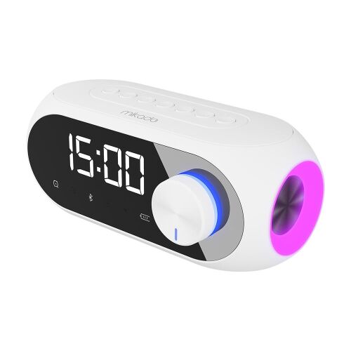 Mikado MD-W7 1200mAh 5W Beyaz Bluetooth-Aux-Derece-Usb-FM Double Alarmlı Saat Speaker Speaker - 1