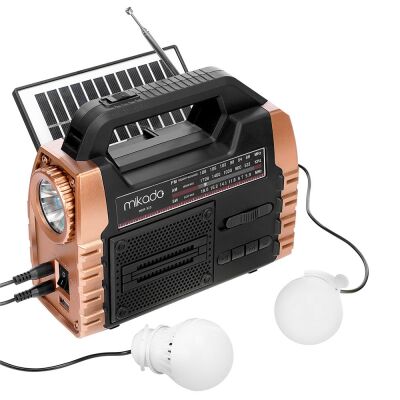 Mikado MDR-325 Ahşap USB- TF Destekli FM-AM-SW-BT+SOLAR+Power Bank 3 Band Klasik Radyo - 1