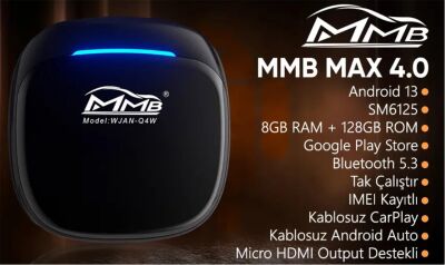 MMB MAX 4.0 Android 13, 8+128GB, HDMI Output Kablosuz-Wireless CarPlay - 2