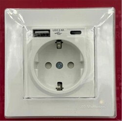 Mutlusan Rita Topraklı Priz Usb+Type-C (2220 629 0201B) Beyaz Blisterli - 1