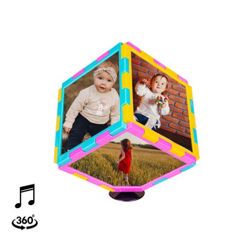 Müzikli Dönen Küp Fotoğraf Çerçevesi - 10x10 cm - OFİSOMİ-T