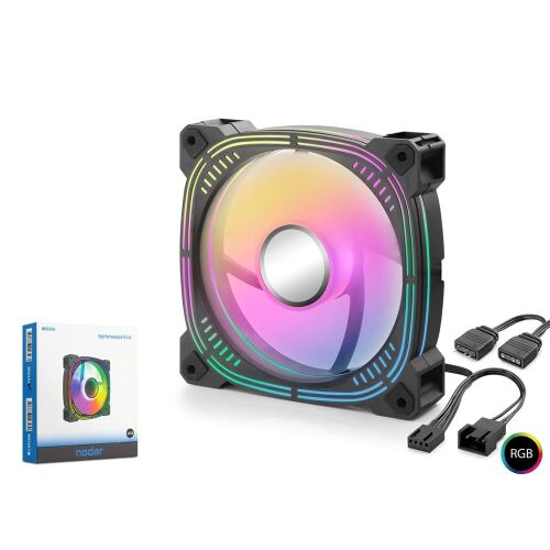 Nodar Nd2656 Kasa Fanı 3.Nesil İç ve Dış Parıltı Argb 12Cm Siyah - NODAR