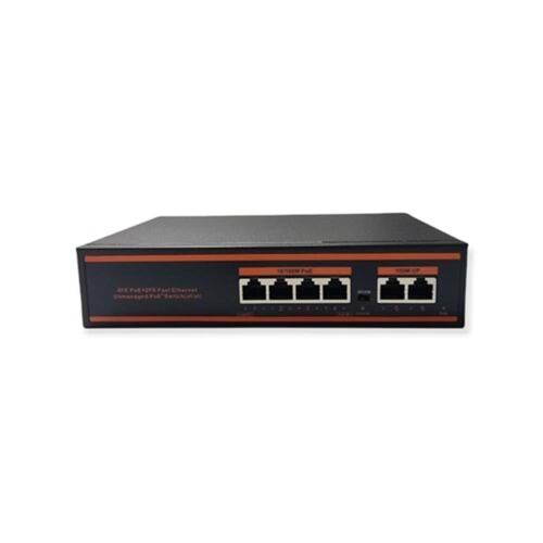 Nova ND1PG0421A 4 Port Poe+ 10-100-1000 Mbps 2 Port 10-100-1000 Uplink 1 Port SFP Switch 78W - NOVA