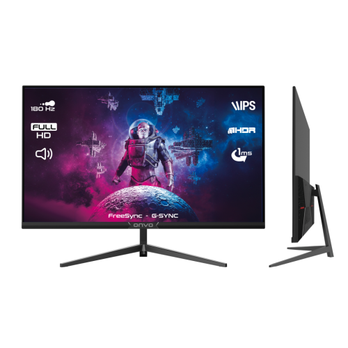 ONVO OV27MNT202G, 27" 1ms, 180Hz, Full HD, 2xHDMI, DP, 2x2W Hoparlör, Metal Ayak, IPS Panel, NVDI G-Sync ve AMD FreeSync, GAMING Monitör - Onvo