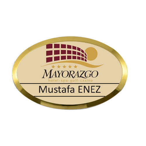 Oval Metal Yaka İsimliği (altın) - OFİSOMİ-S