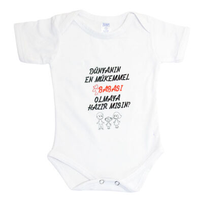 Pamuk Polyester Kısa Kollu Beyaz Bebek Zıbını (Unisex) - 1