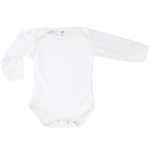 Pamuk Polyester Uzun Kollu Beyaz Bebek Zıbını (Unisex) - OFİSOMİ-S