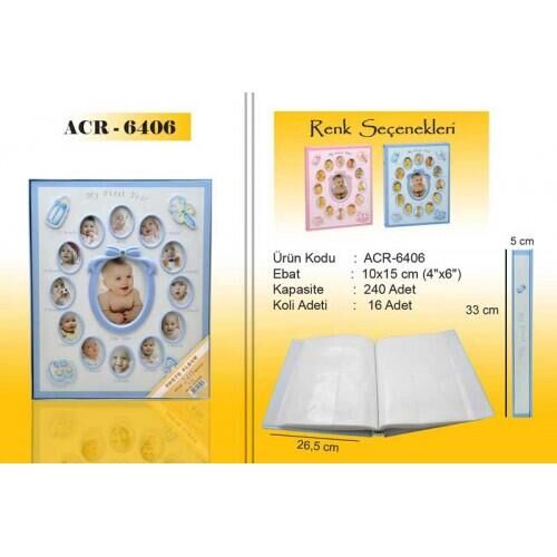 Pembe 240 lık 10x15 cm Bebek Fotoğraf Albümü - 3
