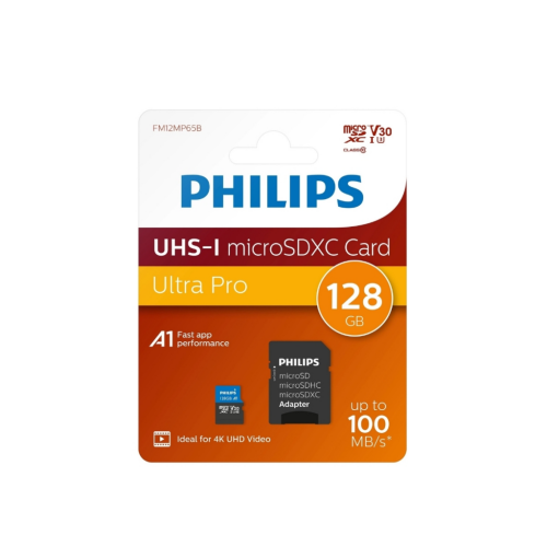 PHILIPS FM12MP65B, 128GB, SDXC, UHS-I, V30, Class10, MicroSD Kart Bellek (SD Adaptörlü) - PHILIPS