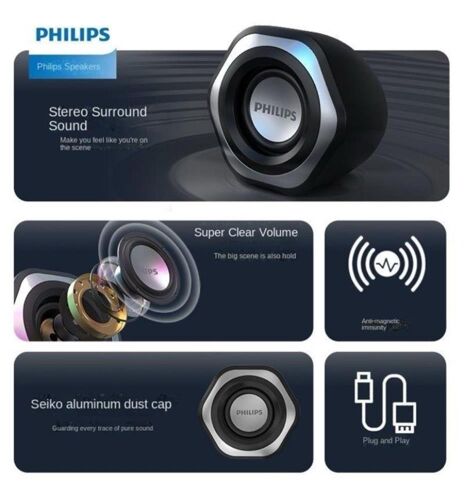 Philips Spa2209 2.0 USB- 3.5MM Jack Hoparlör Ses Kontrol Tuşu - 1