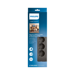 PHILIPS SPN3140A/62, 4 Soket, Akım Korumalı Priz, 900 Joules, 2Mt Kablo, (Gri) - 1