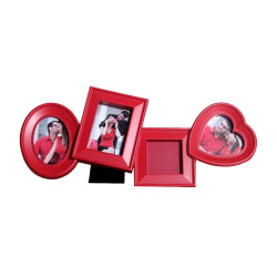Plastik 4 lü Masaüstü Kolaj Fotoğraf Çerçevesi - Kırmızı - 1