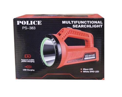 Polıce PS-383 Şarj Göstergeli, Kırmızı Işık ve Kırmızı İkaz Işıklı, Şarjlı Spot Fener - 1