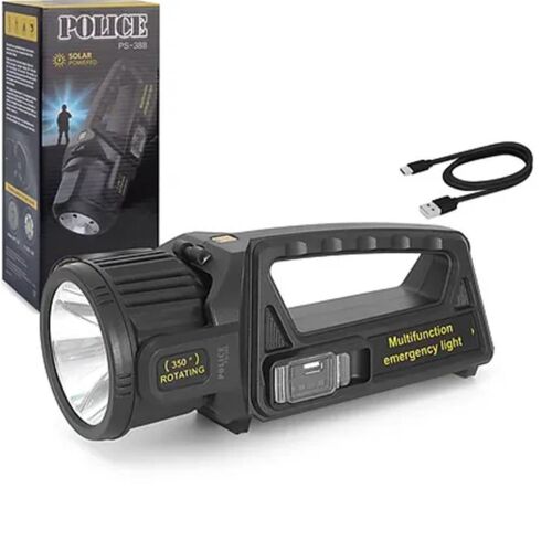 Polıce PS-388 Spot Fener Powerbank Özellikli Solarlı (Güneş Enerji) Şarjlı 180 Derece Oynar Başlık - POLICE