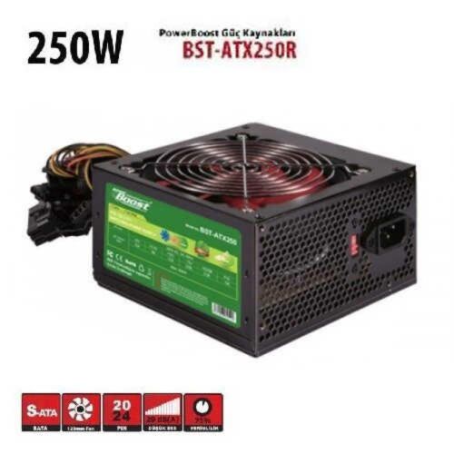 PowerBoost BST-ATX250R 250w, PPFC 12cm Kırmızı Fanlı ATX PSU (Retail Box) - POWER BOOST