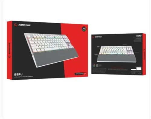 Rampage BERU Beyaz 2.4G + BT Wireless RED SWITCH Mekanik Gaming Oyuncu Klavye Slim RGB - RAMPAGE