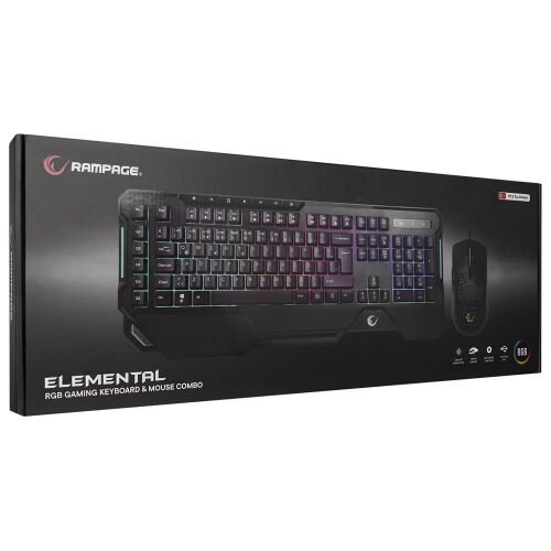 Rampage KM-R96 ELEMENTAL Siyah RGB Aydınlatmalı Q Oyuncu Klavye ve Mouse Gaming Set 7200dpı - RAMPAGE (1)
