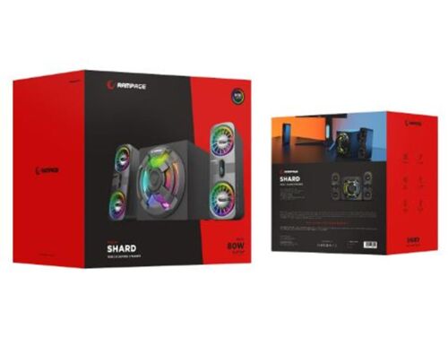 Rampage RMS-311 SHARD 2+1 80W Siyah USB,FM,Bluetooth,HMDI,Optica Rgb Işıklı Speaker - RAMPAGE