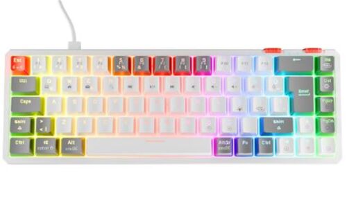 Rampage YORU MINI Beyaz-Gri Type-C Bağlantılı OUTEMU Red Swich Q Mekanik Gaming Oyuncu Klavye RGB - RAMPAGE