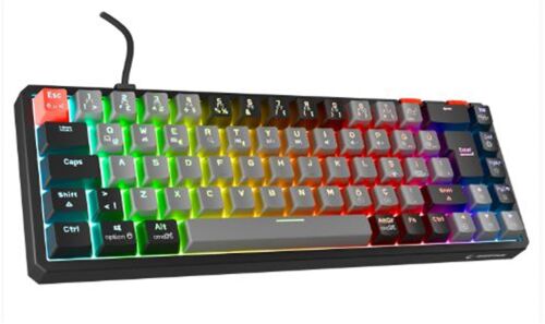 Rampage YORU MINI Gri-Siyah Type-C Bağlantılı OUTEMU Red Swich Q Mekanik Gaming Oyuncu Klavye RGB - RAMPAGE (1)