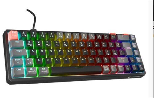 Rampage YORU MINI Siyah-Gri Type-C Bağlantılı OUTEMU Red Swich Q Mekanik Gaming Oyuncu Klavye RGB - RAMPAGE