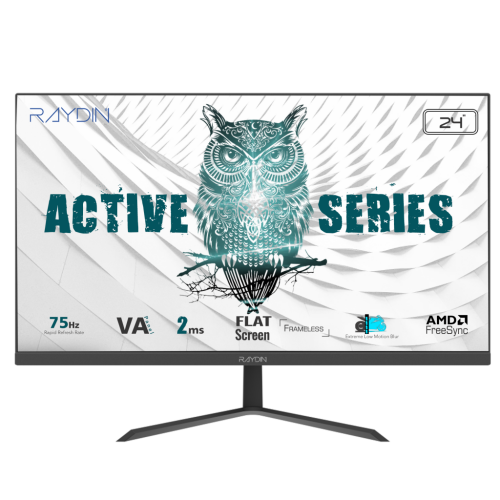 RAYDIN ALISA, 24", 2ms, 75Hz, Full HD, D-Sub, HDMI, Frameless, VA LED Monitör (Siyah) - RAYDIN