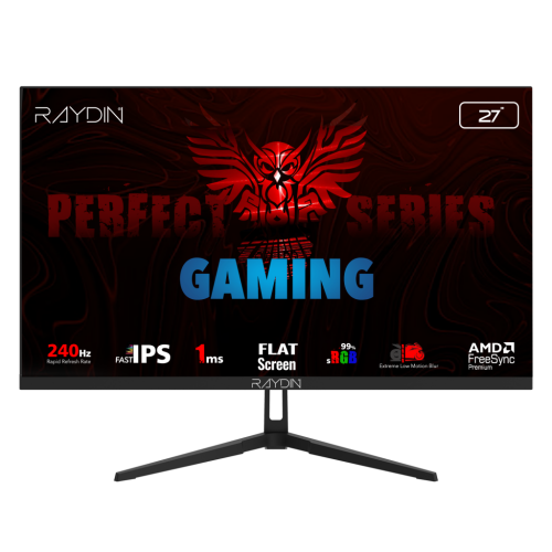RAYDIN EC27DFI-240HZ, 27", 1ms, 240Hz, Full HD, HDMI, DP, IPS LED, Flat, Frameless, FreeSync Gaming Monitör - RAYDIN