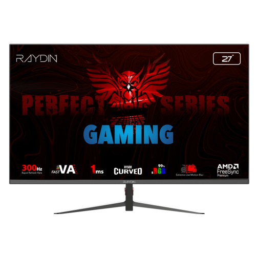 RAYDIN MM27RFA-300HZ, 27", 1ms, 300Hz, Full HD, 2xHDMI, DP, VA LED, R1500 Curved, Frameless, FreeSync Gaming Monitör - RAYDIN