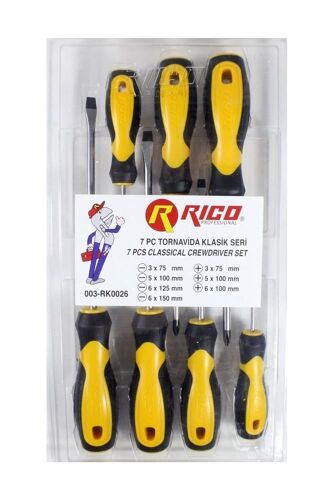 Rıco 003-RK0026 7li Klasik Tornavida Seti (4 Düz -3 Yıldız) - RICO