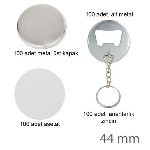 Rozet Açacaklı Anahtarlık 44 mm (100 adet ) - OFİSOMİ-S