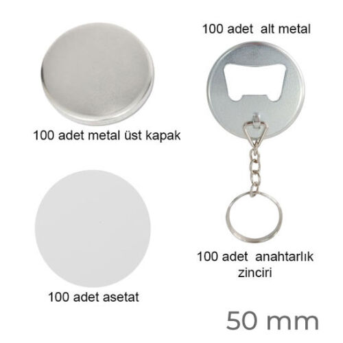 Rozet Açacaklı Anahtarlık 50 mm (100 adet) - OFİSOMİ-S