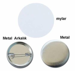 Rozet İğneli 50 mm Metal Arkalıklı (100 adet) - 1