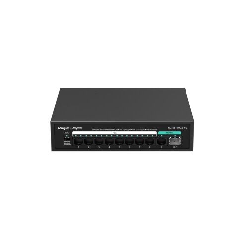 Ruijie-ReyeeRG-ES110GS-P-L 8 Port Poe+ 10-100-1000 Mbps 1 Port 10-100-1000 Mbps Uplink + 1 Port SFP - RUIJIE REYEE