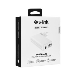 S-link G225 20000mAh Lightning+Type-C Kablolu Powerbank Beyaz 5W Prizli Taşınabilir Pil Şarj Cihazı - 2