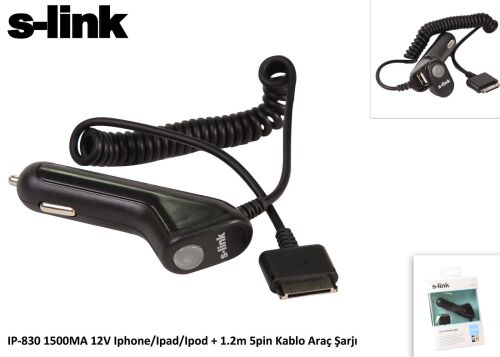 S-link IP-830 1500ma 12v ipod-iphone-ipad Araç Şarj Cihazı - S-LİNK