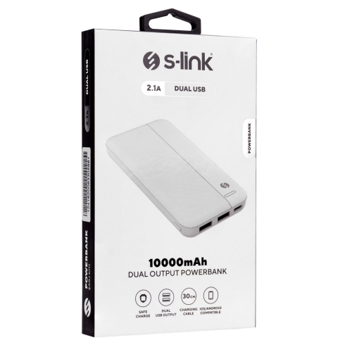 S-LINK IP-G10N, Beyaz, 10.000mAh, 2xUSB, 1xMicro USB, 1xType-C, 4 LED Göstergeli, PowerBank - S-Link