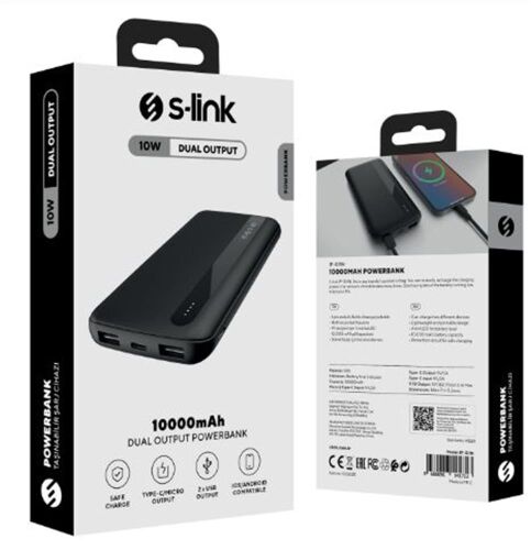 S-link IP-G11N 10000mAh Micro+Usb+ Type-C Giriş+Çıkış Siyah Taşınabilir Pil Şarj Cihazı Powerbank - S-LİNK