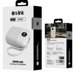 S-link MP110 10000mAh PD22.5W Type-C+Lightning Kablolu Beyaz Pil Şarj Cihazı Powerbank - 1