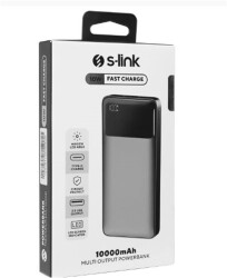 S-link P107 10000mAh Type-C 10W Siyah Gizli LED Taşınabilir Pil Şarj Cihazı Powerbank - 1