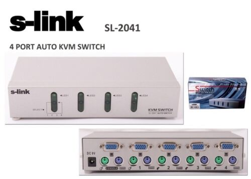S-link SL-2041 4pc-1mn vga+ps-2 Otomatik Kvm Switch - S-LİNK