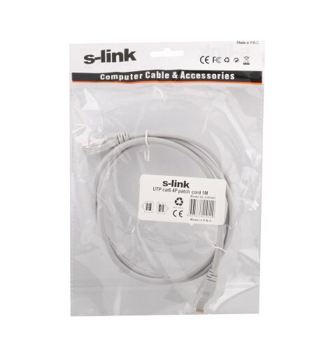 S-link sl-cat601 Cat6 1mt Gri Utp Patch Kablo - S-LİNK