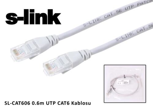 S-link SL-CAT606 cat6 0.60mt Gri Utp Patch Kablo - S-LİNK