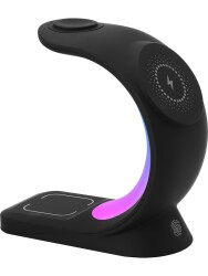 S-link SL-CW20 Telefon, Saat, Kulaklık Uyumlu 15W Siyah RGB Kablosuz Şarj Cihazı - 2