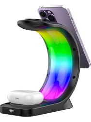 S-link SL-CW20 Telefon, Saat, Kulaklık Uyumlu 15W Siyah RGB Kablosuz Şarj Cihazı - 3