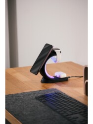 S-link SL-CW20 Telefon, Saat, Kulaklık Uyumlu 15W Siyah RGB Kablosuz Şarj Cihazı - 5