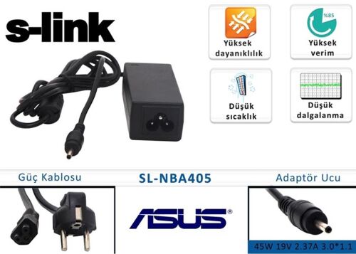 S-link sl-nba405 45w 19v 2.37a 3.0-1.1 Notebook Standart Adaptörü - S-LİNK
