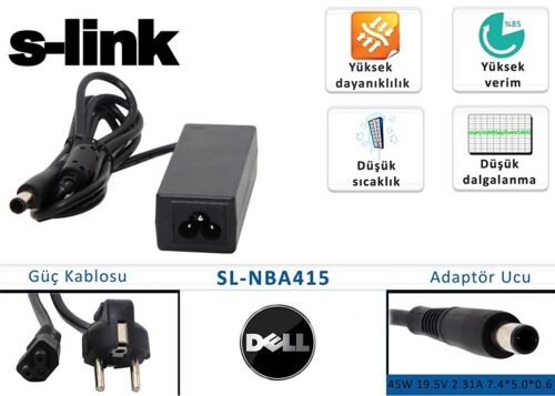 S-link sl-nba415 45w 19.5v 2.31a 7.4-5.0-0.6 Dell Notebook Adaptörü - S-LİNK